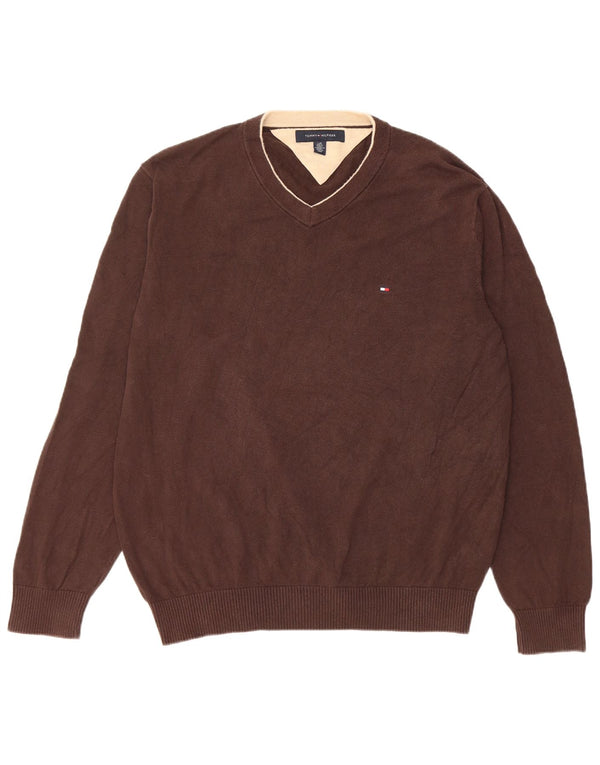 Tommy Hilfiger Herre V-hals sweater Stor brun bomuld