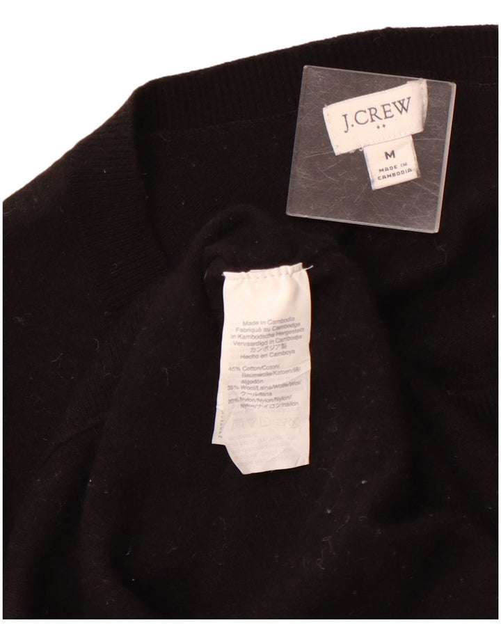 J. CREW Womens Boat Neck Jumper Sweater UK 12 Medium Black Cotton