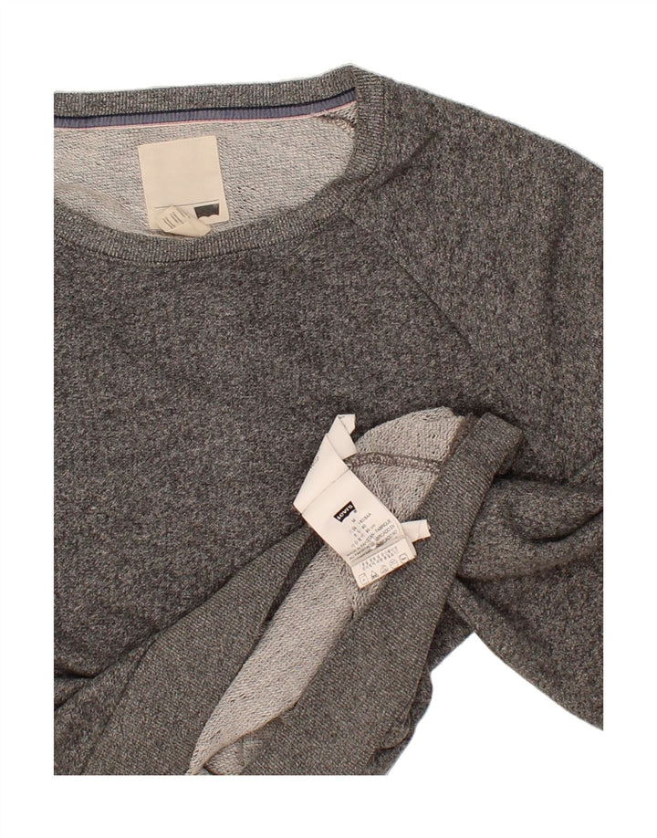 LEVI'S Womens Crop Sweatshirt Jumper UK 14 Medium Grey Cotton Vintage Levi's and Second-Hand Levi's from Messina Hembry 
