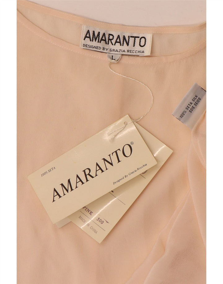 Amaranto Dame Oversized Bluse Top UK 16 Large Beige Silk