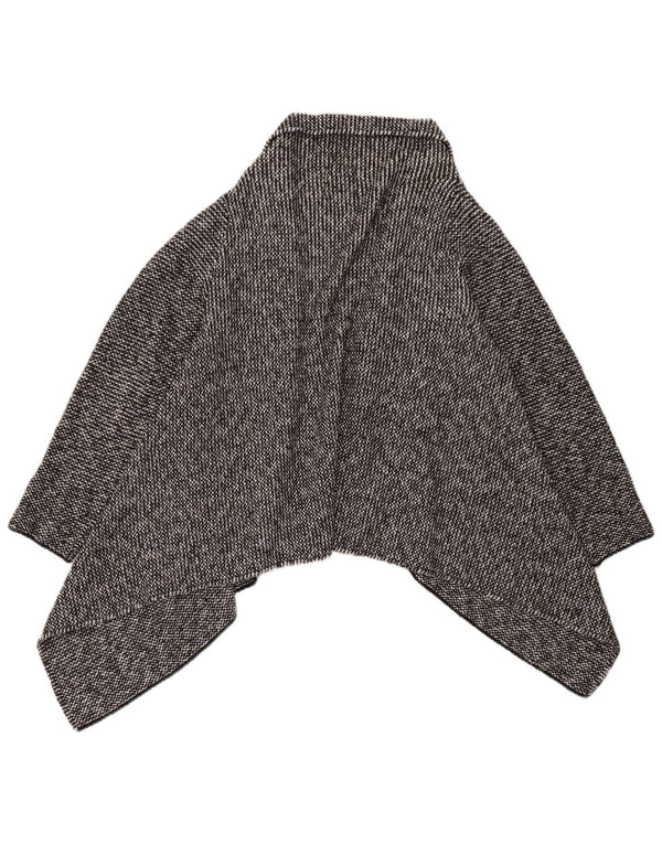 Zara Dame Asymmetric Open Cardigan Sweater UK 16 Large Black Flecked