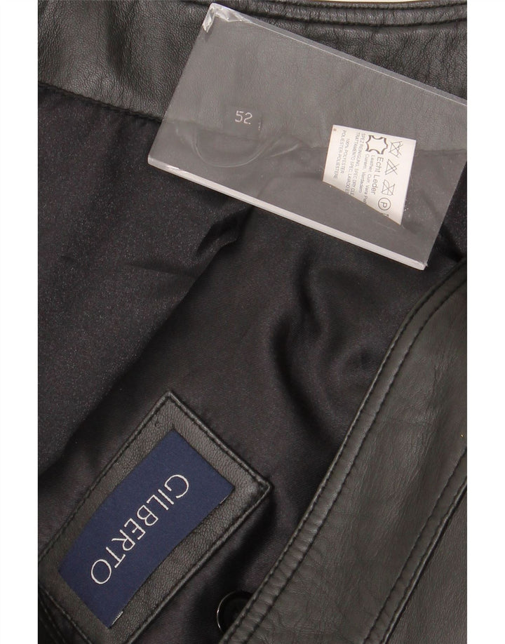 Gilberto Herre Læder Gilet IT 54 2XL Sort Læder