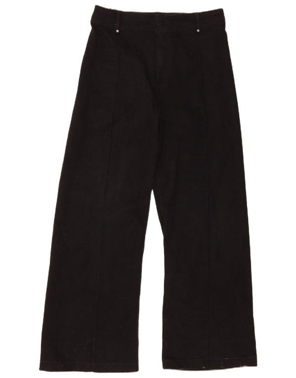 Zara Womens Wide Leg Casual Trousers EU 44 XL W34 L30 Black Cotton