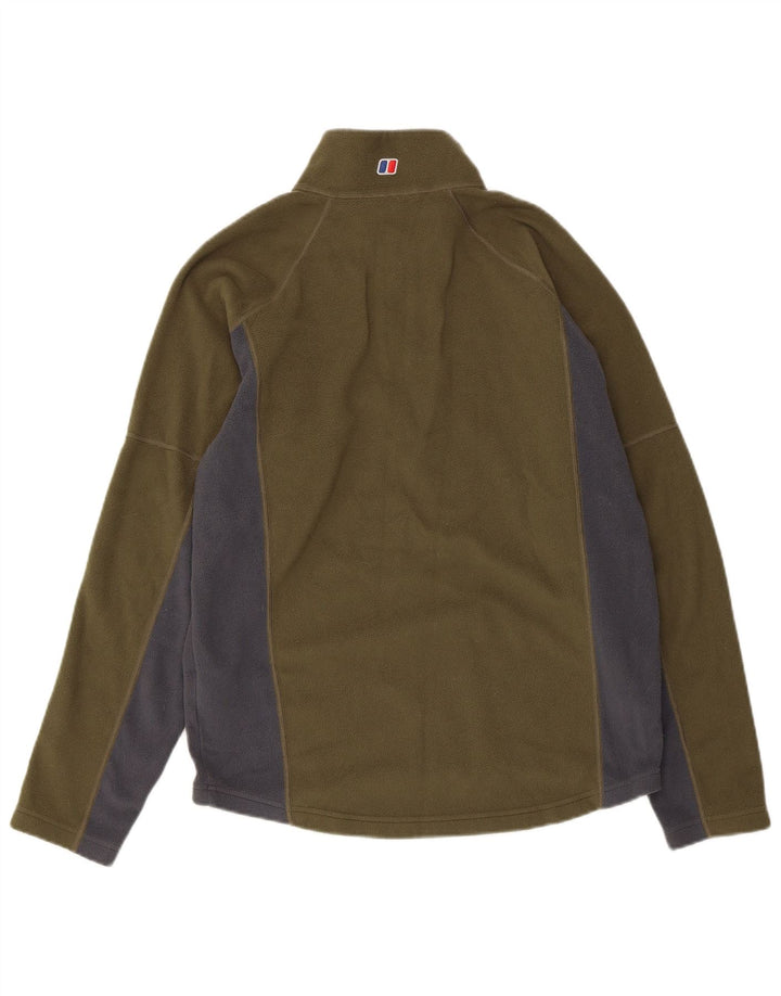 BERGHAUS Fleece Jumper med lynlås til mænd Small Khaki Colourblock Polyester