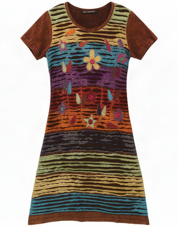 Contro Corrente Dame A-Line Kjole UK 12 Medium Multicolored Floral