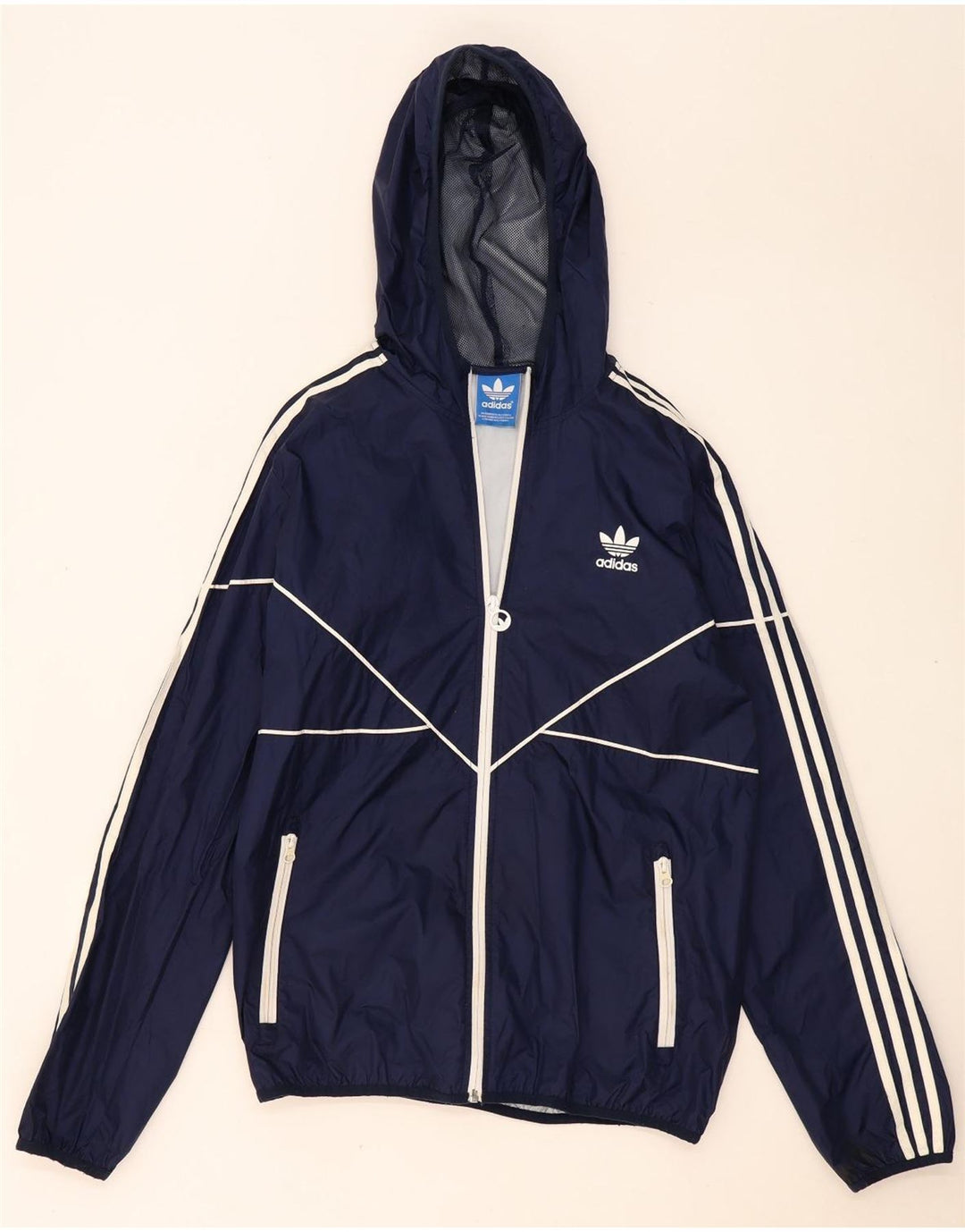 Adidas Regnjakke med hætte til mænd UK 38 Medium Navy Blue Polyester