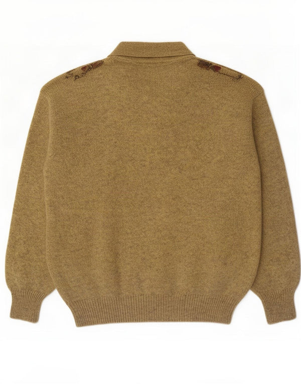 Hemmond Herre Polo Neck Jumper Sweater Medium Gul Argyle/Diamond