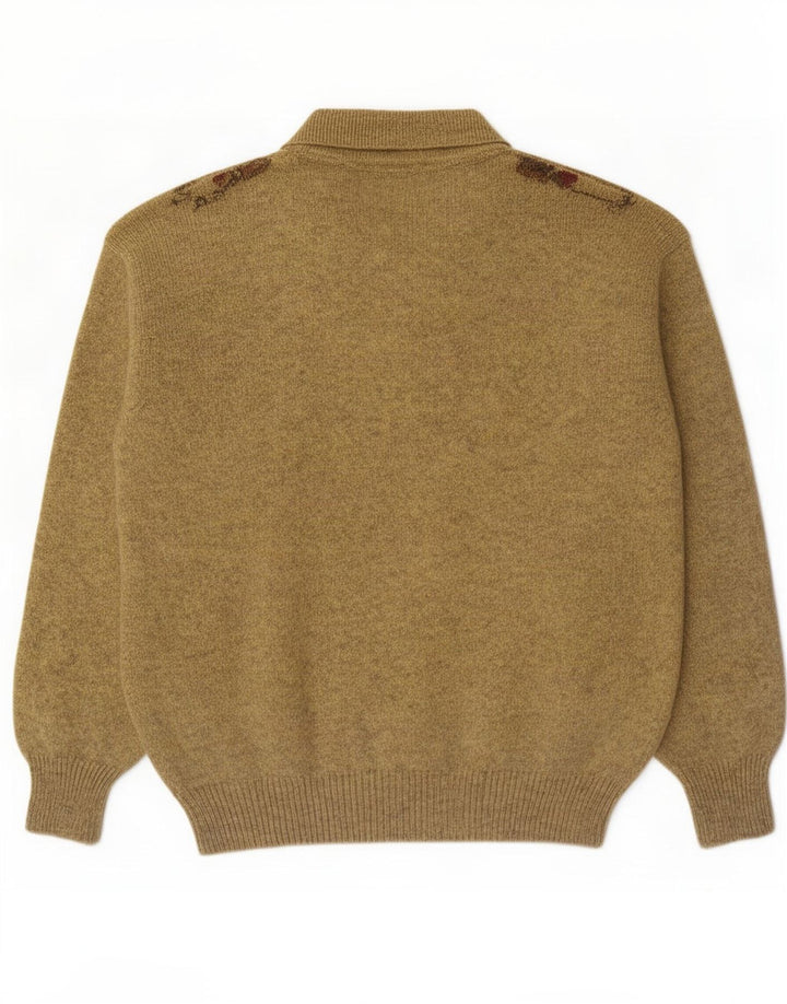 Hemmond Herre Polo Neck Jumper Sweater Medium Gul Argyle/Diamond