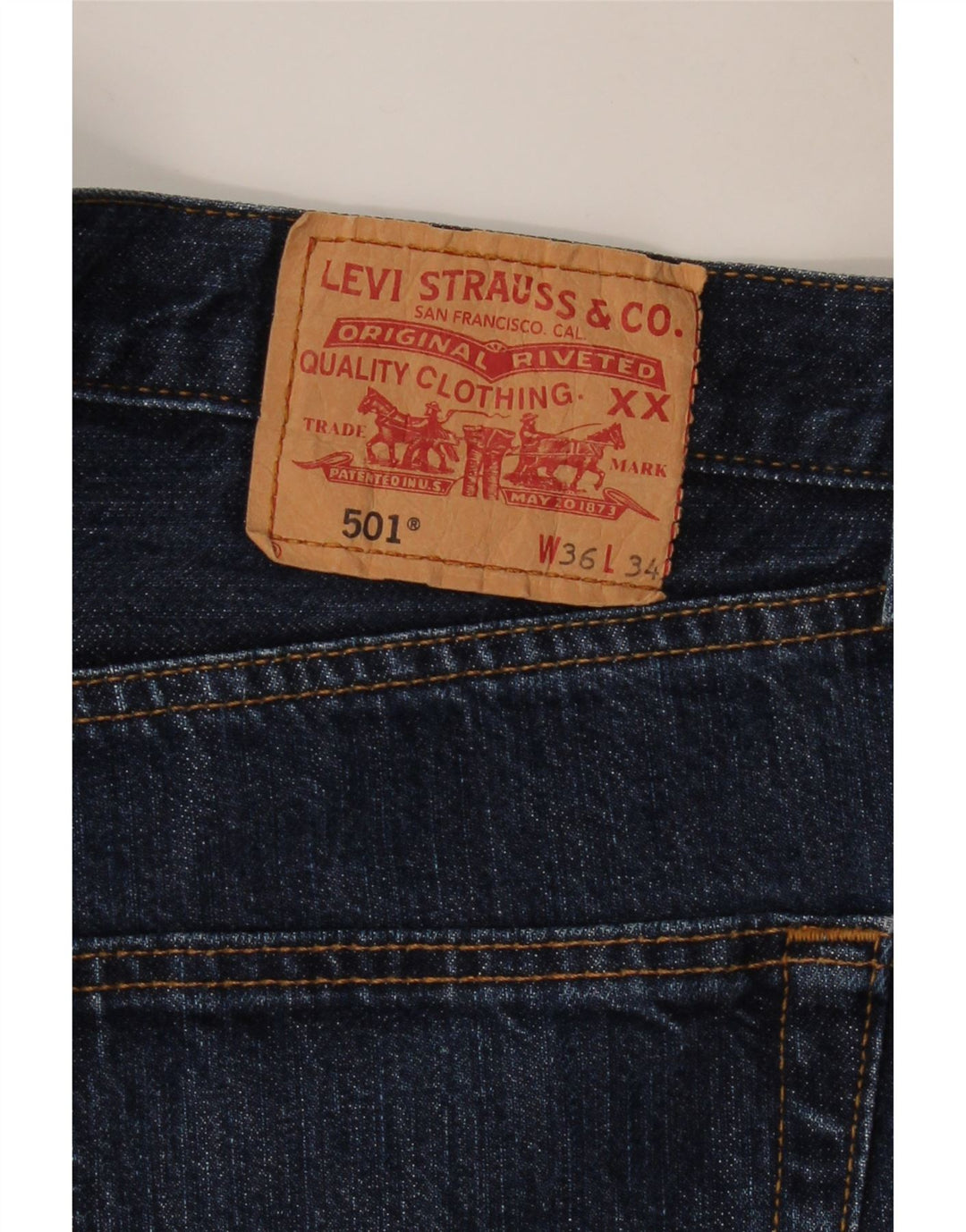 LEVI'S Herre 501 Straight Jeans W36 L30 Marineblå Bomuld