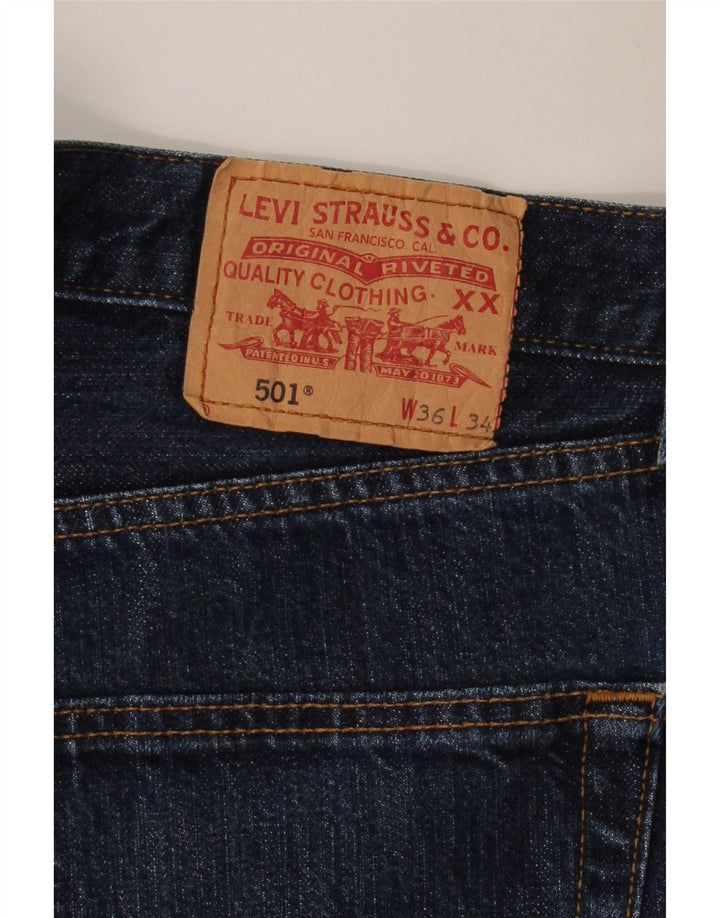 LEVI'S Herre 501 Straight Jeans W36 L30 Marineblå Bomuld