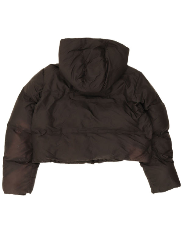 Zara Womens Crop Hooded Oversized polstret jakke UK 10 Small Black Polyester