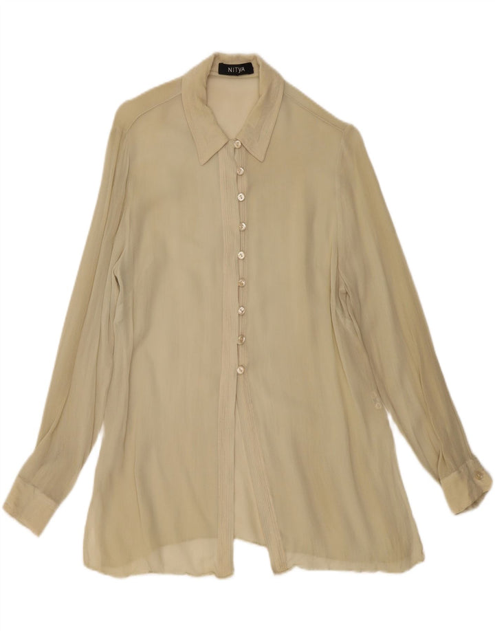 Nitya Dame Gennemsigtig Skjorte Bluse EU 38 Medium Beige Viscose
