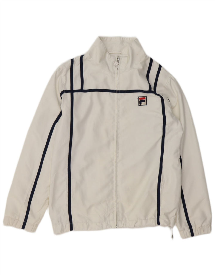 FILA Boys White Line Træningsdragt Topjakke 8-9 År Hvid Polyester