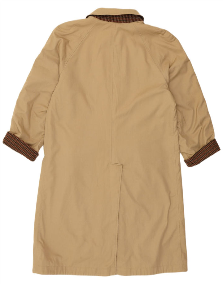 Vintage vendbar overfrakke til kvinder EU 48 2XL Brun Houndstooth Uld