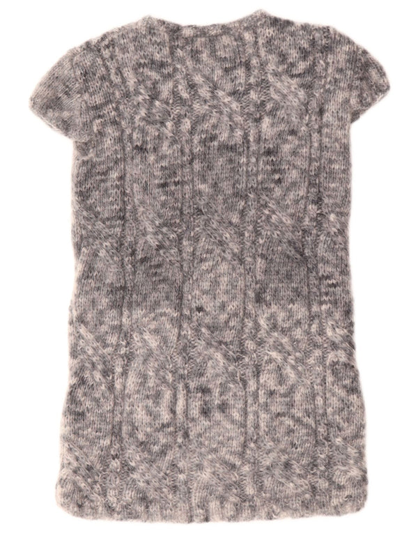 Vintage Kvinders Kortærmede Jumper Kjole UK 10 Små Grå Flecked