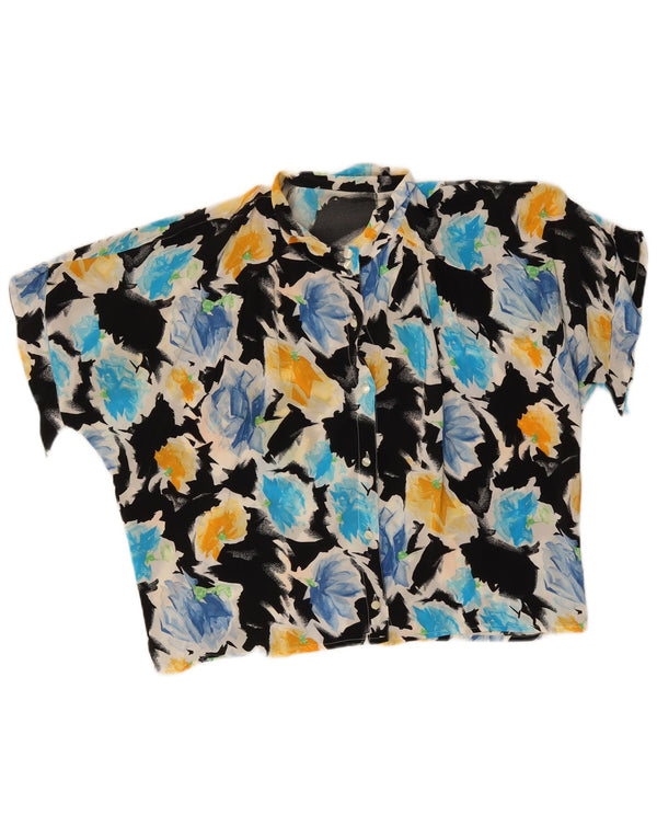 Vintage kvinders kortærmet skjortebluse UK 18 XL flerfarvet blomster