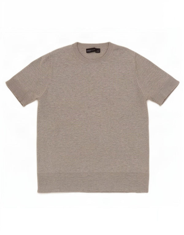 Marks & Spencer Dame Crop T-Shirt Top UK 8 Small Grå