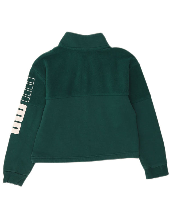 Puma Girls Crop Lynlåshals Grafisk Sweatshirt Jumper 11-12 år Grøn Bomuld