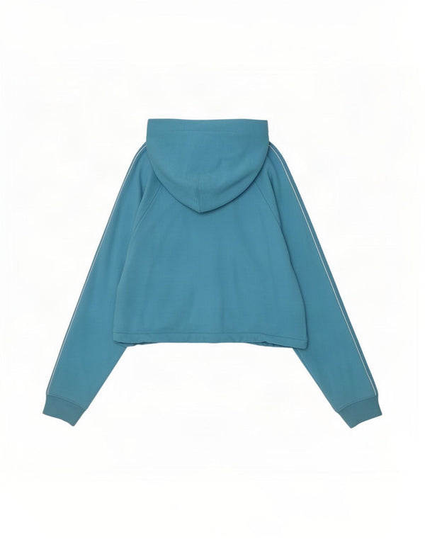 Levi's Womens Crop Graphic Hoodie Jumper UK 16 Large Blue Colourblock