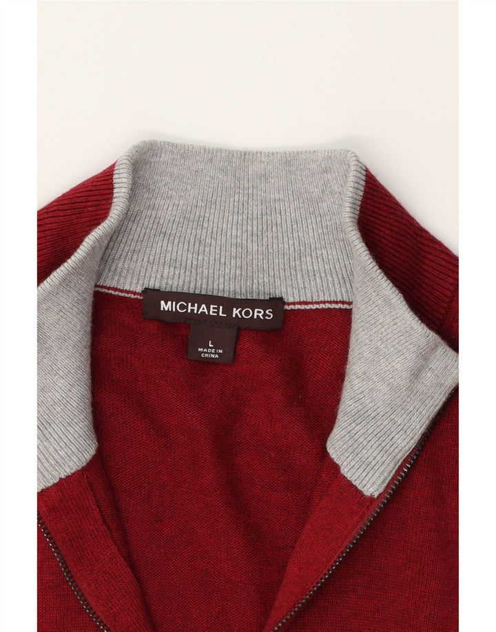 MICHAEL KORS Mens Zip Neck Jumper Sweater Large Red Cotton Vintage Michael Kors and Second-Hand Michael Kors from Messina Hembry 