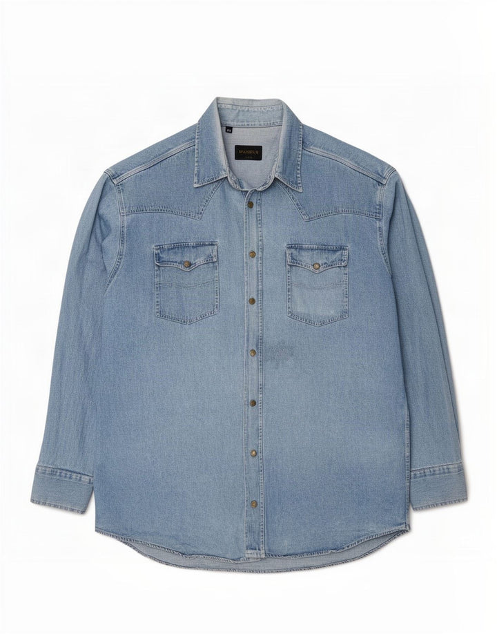 Wampum Herre Denim Shirt 2XL Blå Bomuld