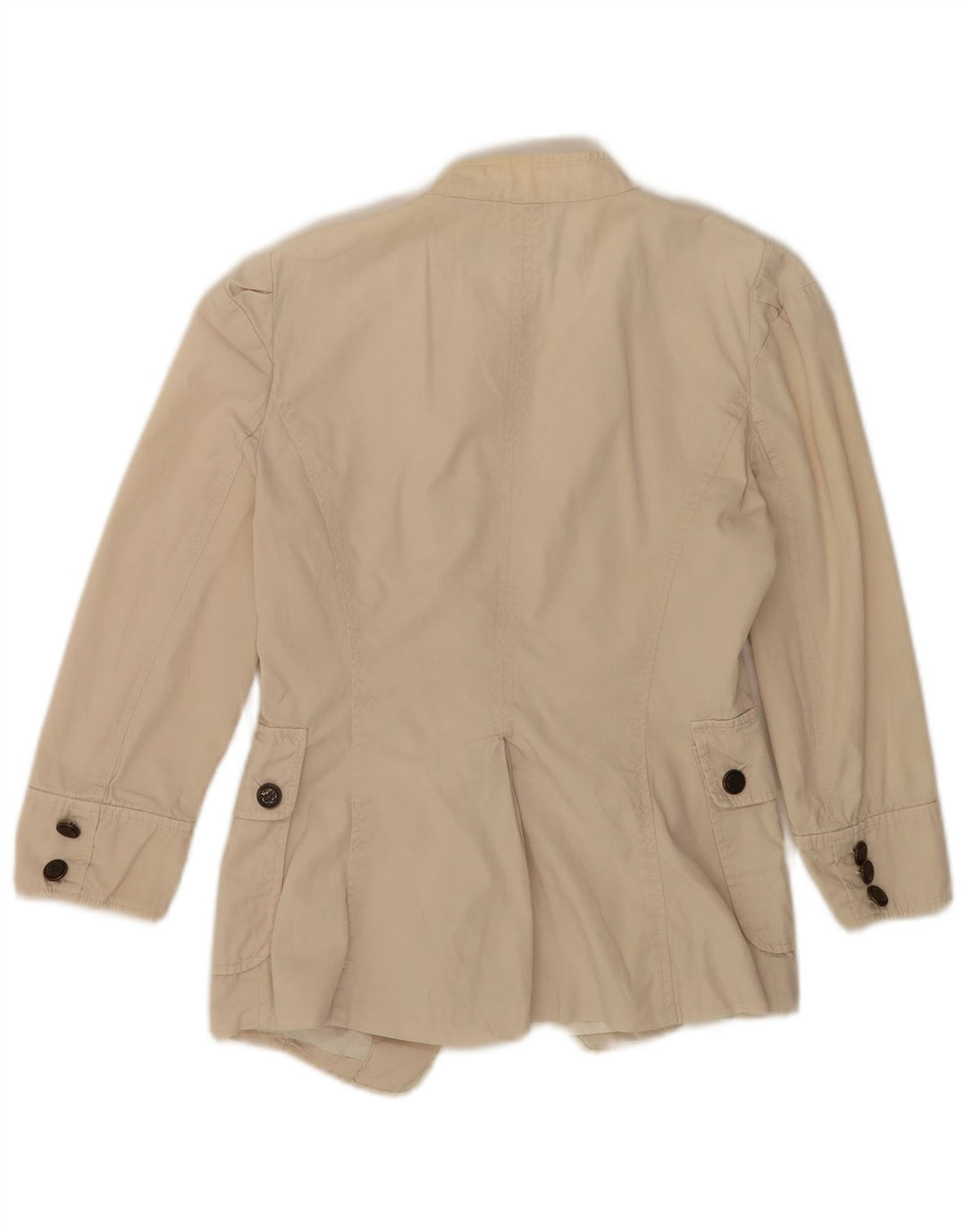 Zara Dame 3/4 ærmet blazerjakke UK 10 Small Beige Bomuld