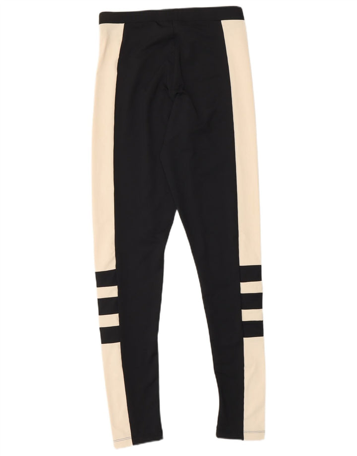 ADIDAS Womens Leggings UK 8 Small Black Colourblock Polyester