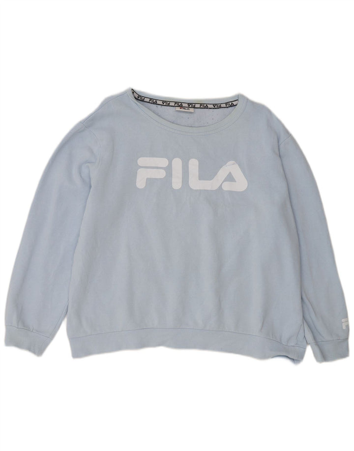 Fila Womens Oversized Crop Graphic Sweatshirt Jumper UK 16 Large Blue