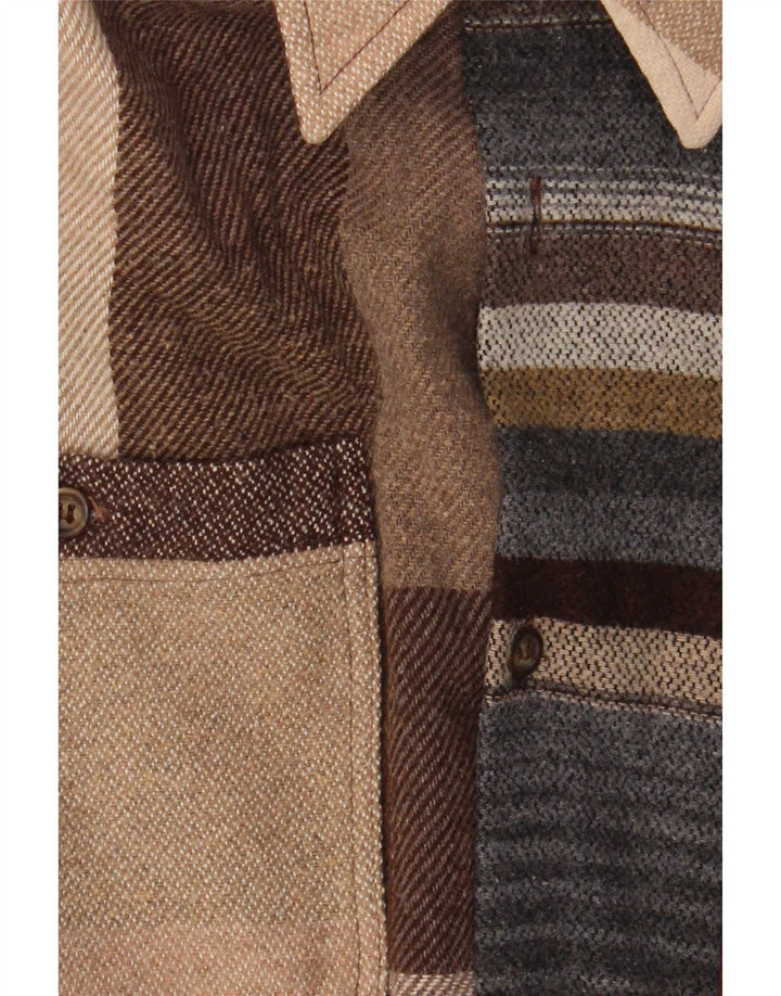 Vintage flannelskjorte til mænd, stor flerfarvet farveblok