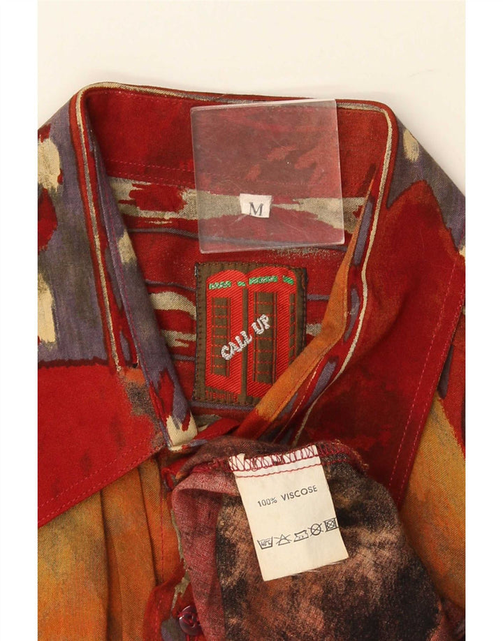 Vintage herre abstrakt mønster skjorte medium flerfarvet viskose