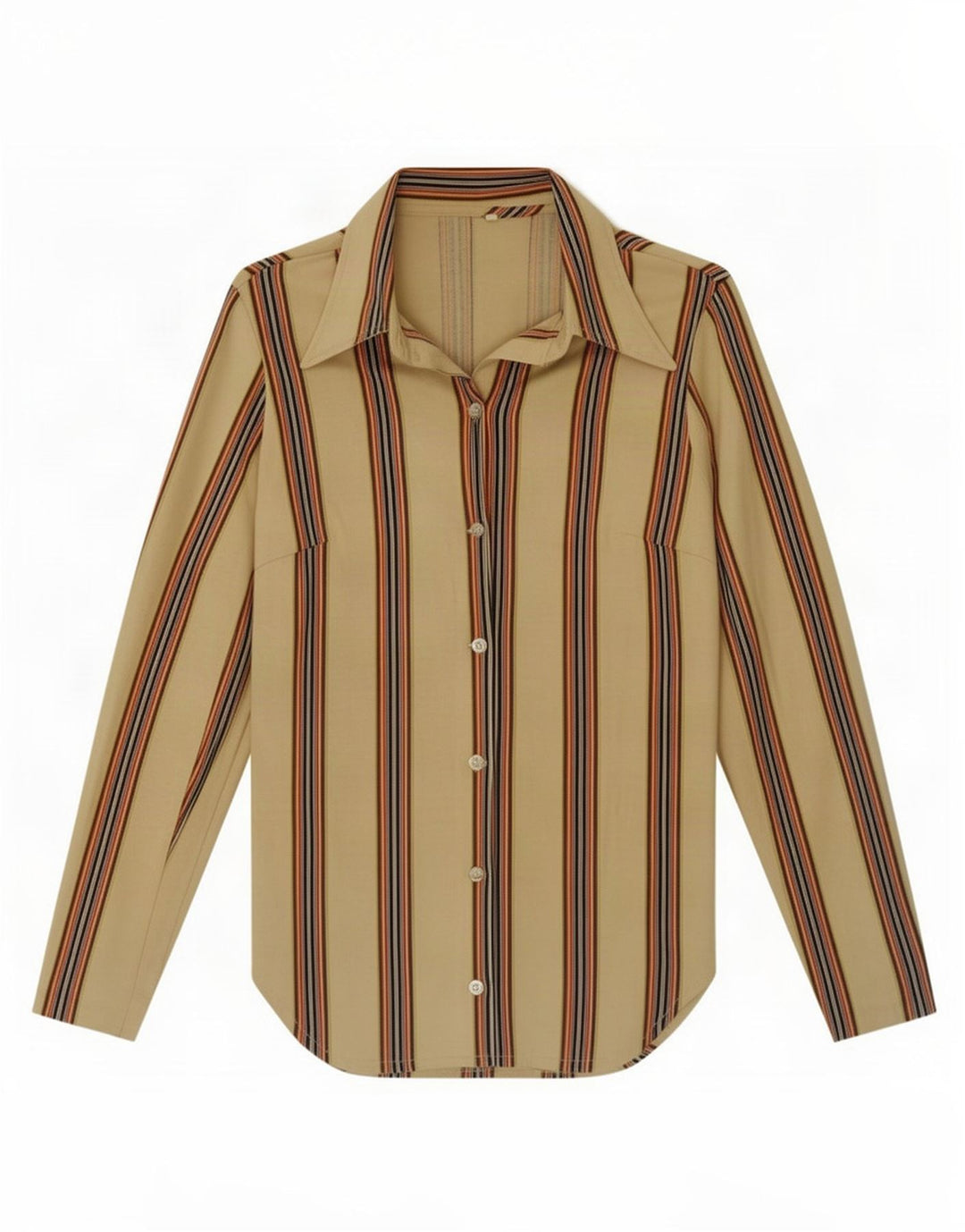 Vintage dameskjorte IT 44 Medium beige stribet bomuld