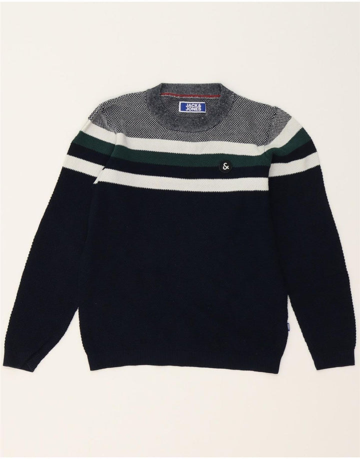 JACK & JONES Boys Crew Neck Jumper Sweater 8-9 Years Large Navy Blue Vintage Jack & Jones and Second-Hand Jack & Jones from Messina Hembry 