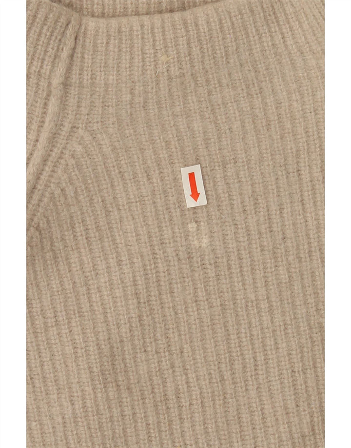 Massimo Dutti Dame Turtle Neck Jumper Sweater UK 12 Medium Beige Uld