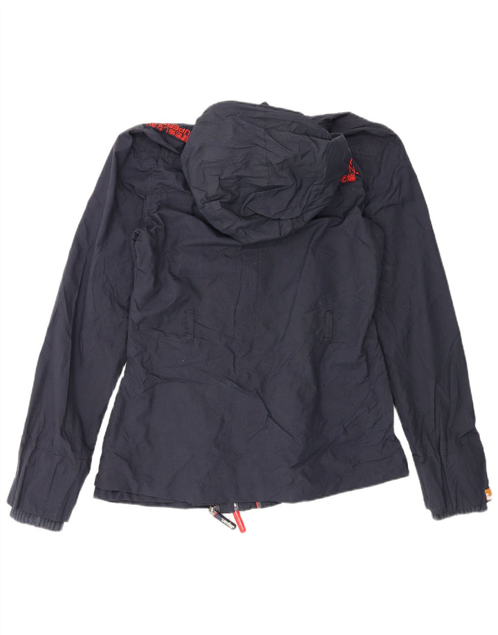 Superdry Womens The Windmac grafisk regnjakke UK 10 Small Navy Blue