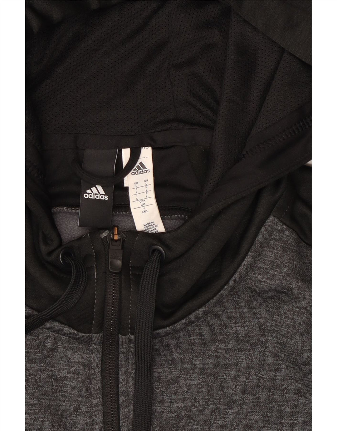 Adidas Hættetrøje med lynlås til mænd Large Grå Colourblock Polyester