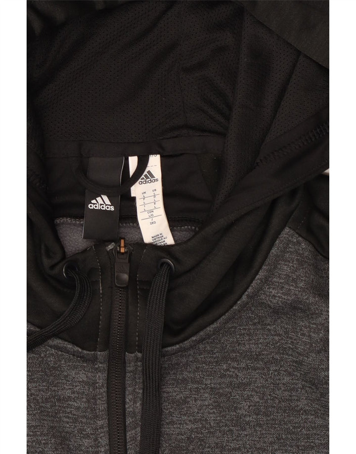 Adidas Hættetrøje med lynlås til mænd Large Grå Colourblock Polyester
