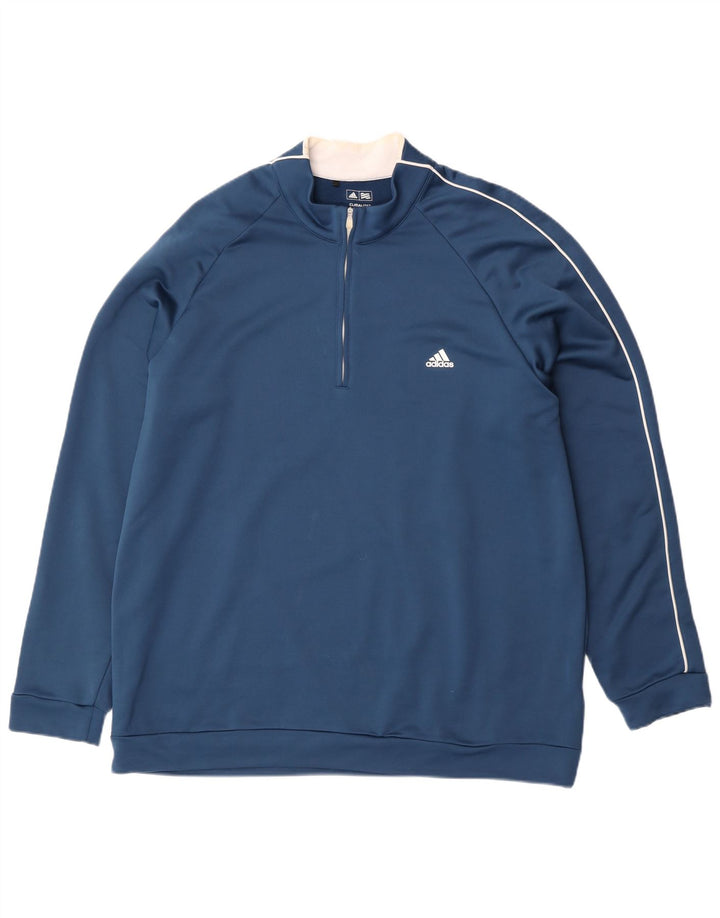 Adidas Herre Climalite Pullover med lynlås-hals Træningsdragt Top 2XL Blå Polyester