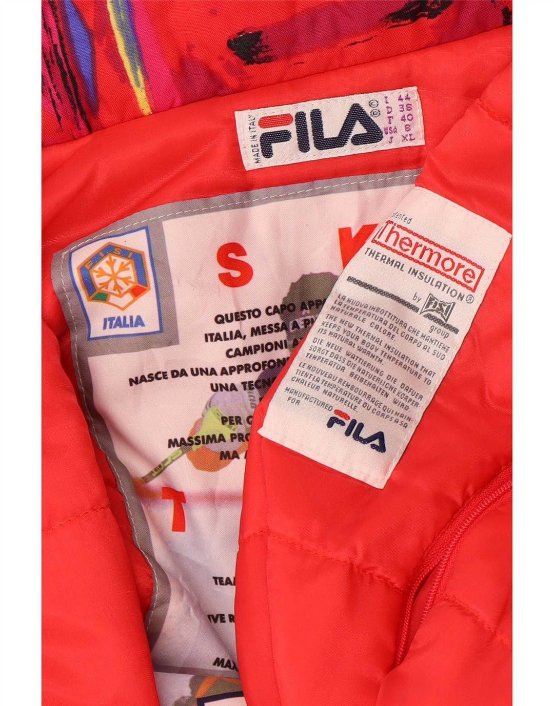 Fila Dame Ski Jumpsuit IT 44 Medium Rød Geometrisk