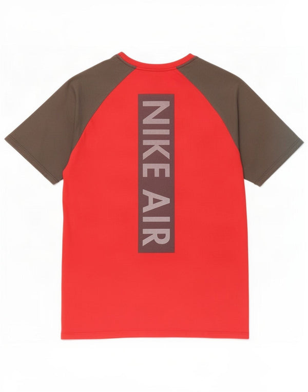 Nike Herre Athletic Cut Grafisk T-Shirt Top Medium Rød Colourblock Bomuld