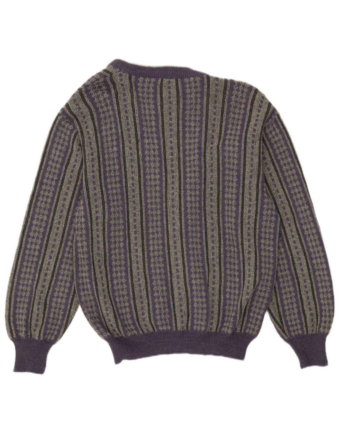 Vintage herre cardigan sweater IT 50 Medium lilla stribet uld