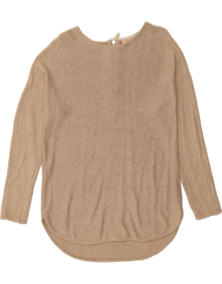 MICHAEL KORS Womens Longline Boat Neck Jumper Sweater UK 14 Medium Beige Vintage Michael Kors and Second-Hand Michael Kors from Messina Hembry 