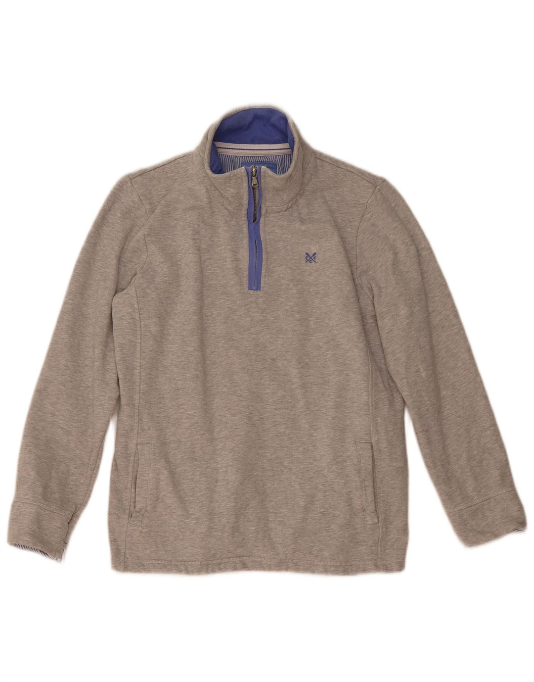 Besætningstøj Herre Zip Neck Sweatshirt Jumper UK 14 Medium Grey Flecked