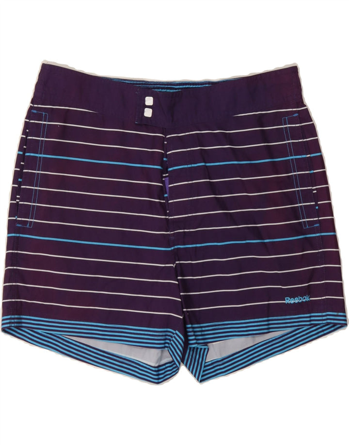 REEBOK Mens Swimming Shorts Medium Navy Blue Striped Vintage Reebok and Second-Hand Reebok from Messina Hembry 