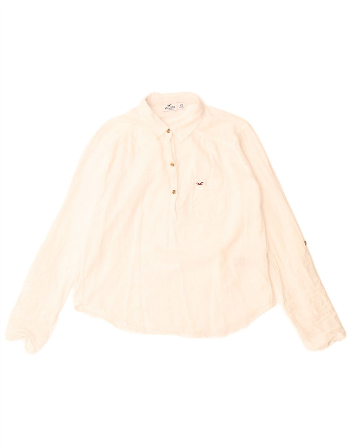 Hollister Dame Pullover Shirt UK 6 XS Hvid Bomuld