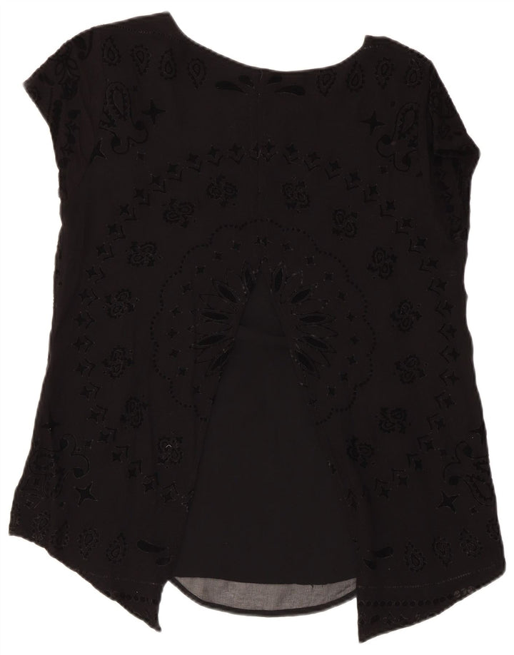 Desigual Dame Bluse Top UK 12 Medium Sort Paisley