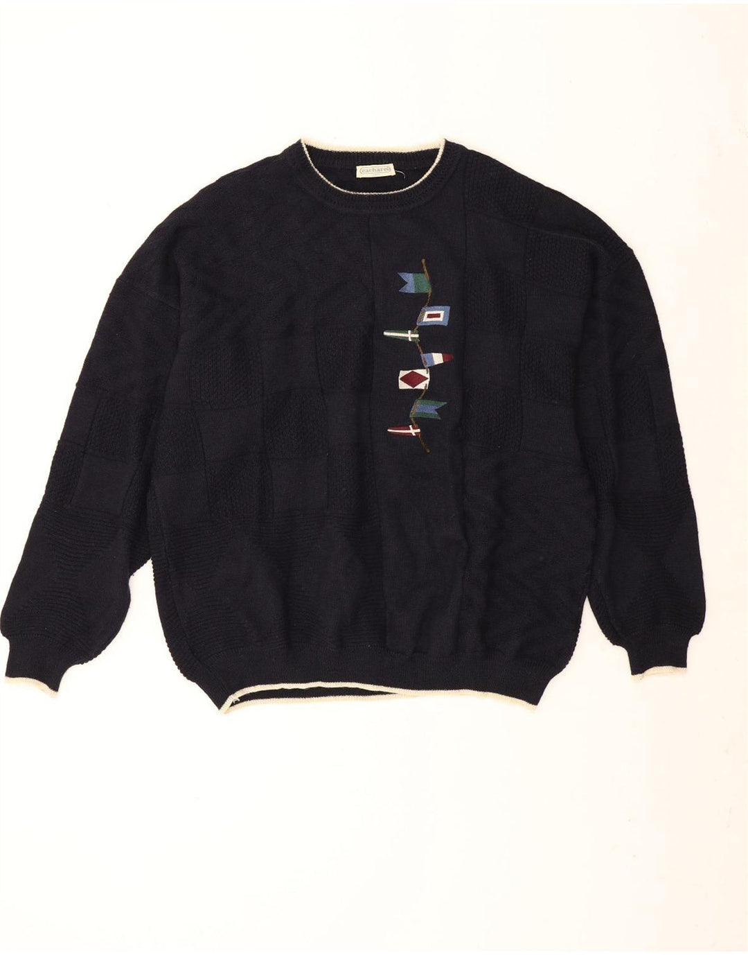Cacharel Herre Crew Neck Jumper Sweater XL Navy Blue New Wool