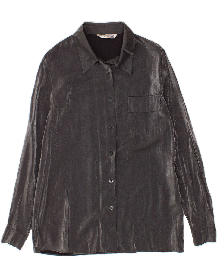 NEWPENNY Womens Shirt UK 12 Medium  Grey Viscose Vintage Newpenny and Second-Hand Newpenny from Messina Hembry 