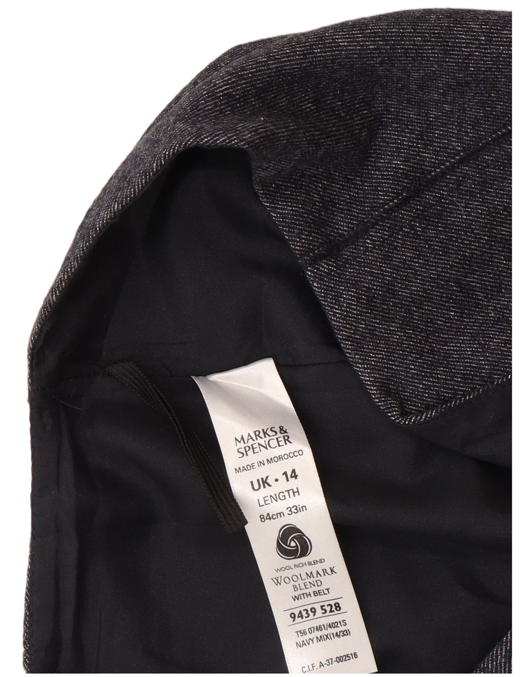 Marks & Spencer Midi-nederdel til kvinder UK 14 Medium W30 Marineblå Uld
