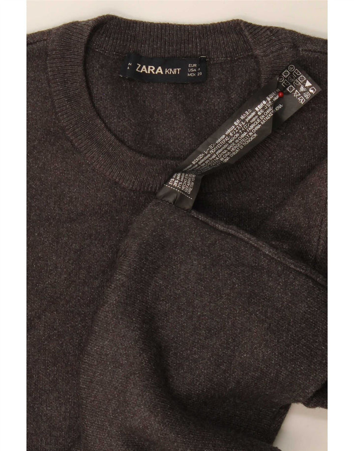 Zara Dame Kortærmet Jumper Sweater UK 14 Medium Brun