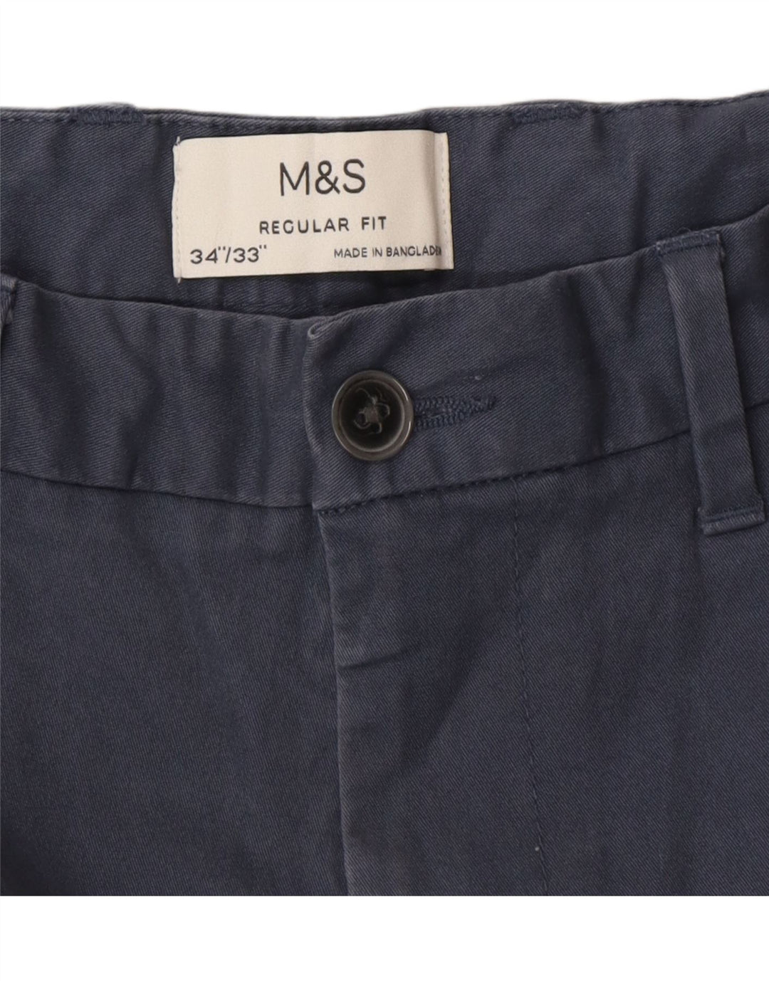 Marks & Spencer Herre Regular Fit Chinobukser W34 L32 Blå bomuld